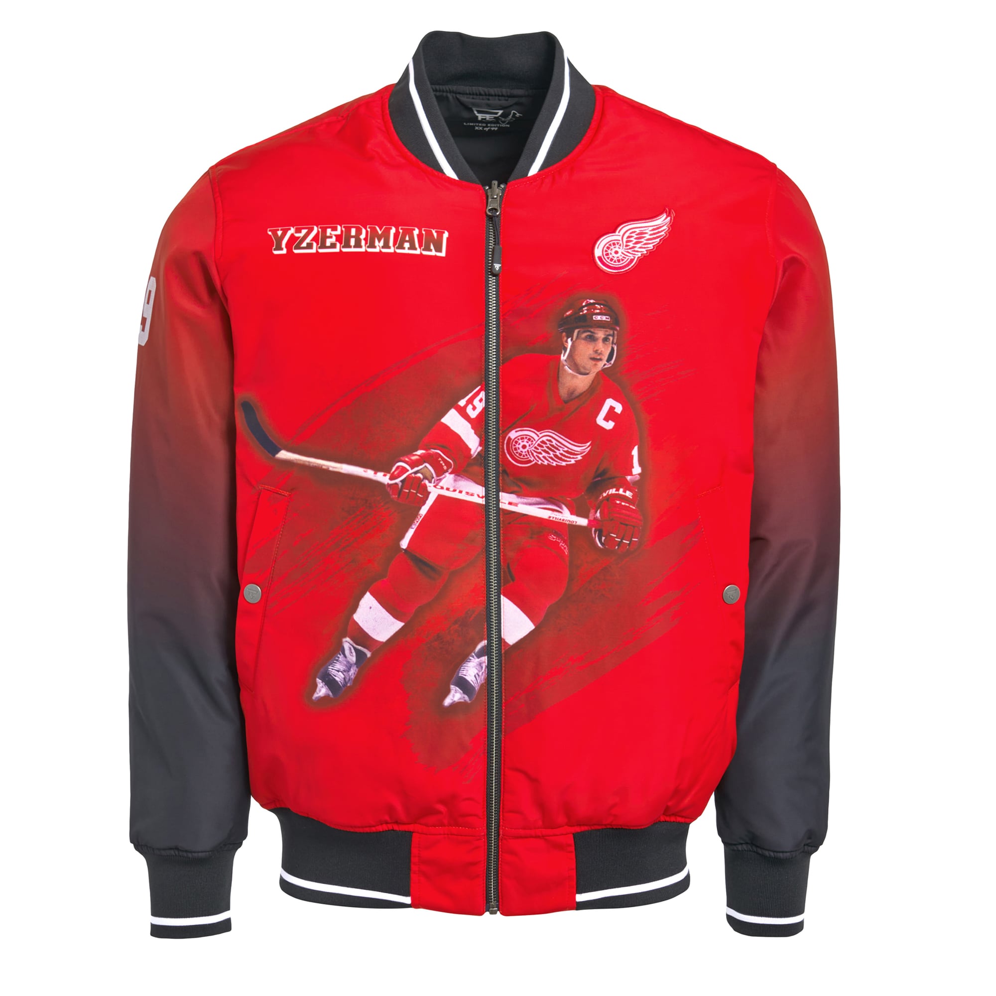 Veste bomber réversible zippée pour homme FE Steve Yzerman rouge/noir des Red Wings de Détroit